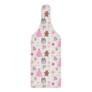 Rosa Weihnachtsmuster Schneidebrett