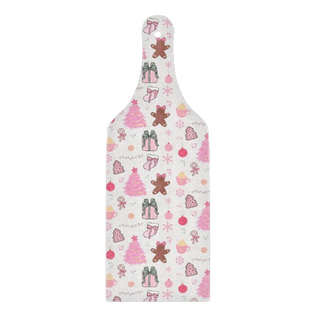 Rosa Weihnachtsmuster Schneidebrett (Vorderseite)