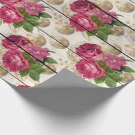 Rosa Weihnachtsschmuck auf Holz Geschenkpapier