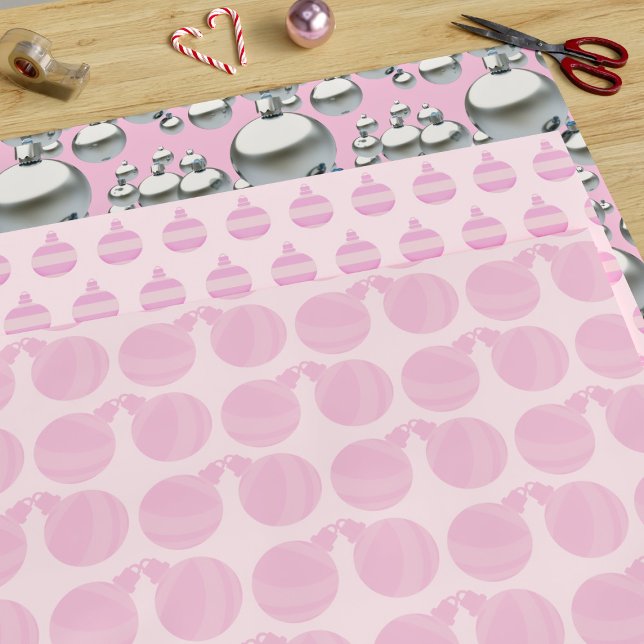 Rosa Weihnachtsschmuck Muster Trio Holiday Geschenkpapier Set (Are you dreaming of a pink Christmas just like the one you had last year? This gift wrap is for you)