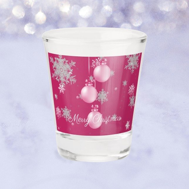 Rosa Weihnachtsschmuck Shotglas Schnapsglas (Pink Christmas Ornaments Shot Glass)
