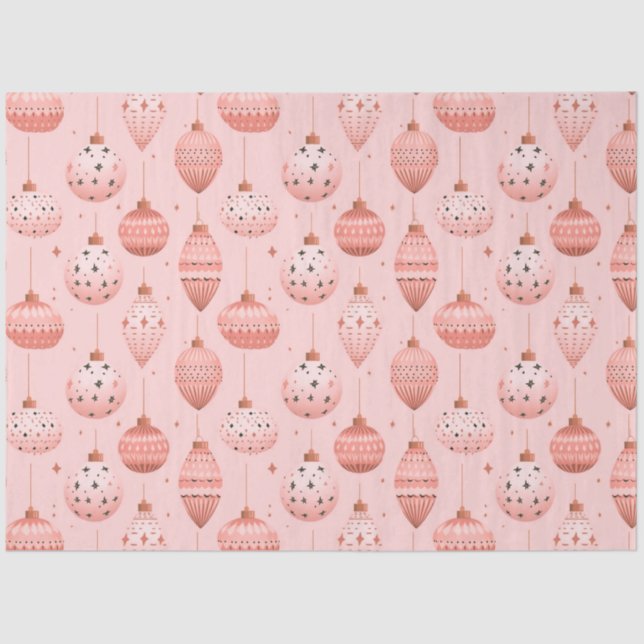 Rosa Weihnachtsschmuck und Sterne Weihnachten Seidenpapier (Vorderseite)