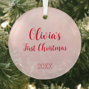 Rosa Weihnachtsschneeflocke Cupcake Erste Weihnach Ornament Aus Glas