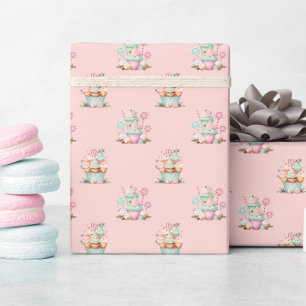Rosa Weihnachtsschneeflocke Cupcake Geburtstag Geschenkpapier