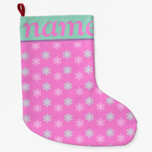 Rosa Weihnachtsschneeflocke Großer Weihnachtsstrumpf