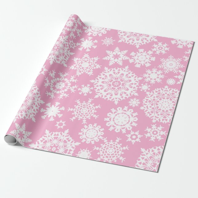 Rosa Weihnachtsschneeflocke-Muster-Packpapier Geschenkpapier (Ungerollt)
