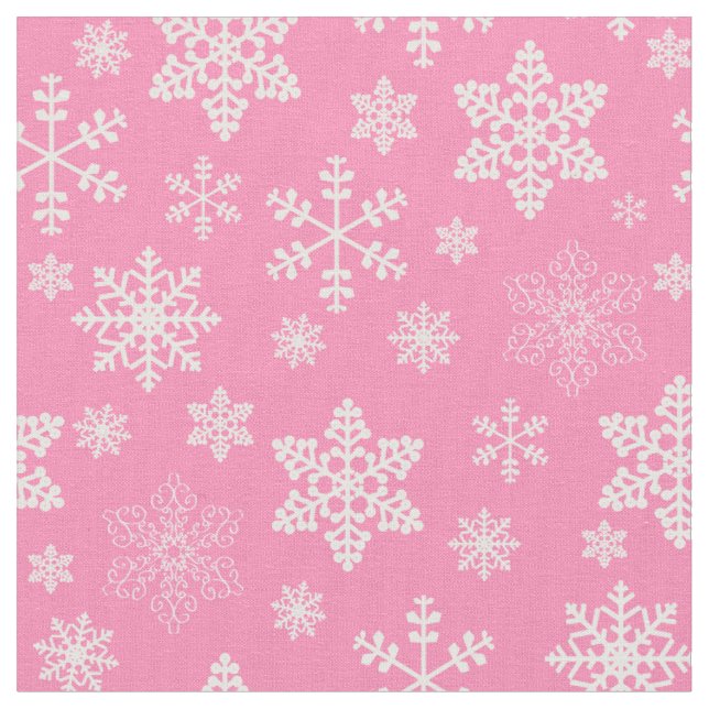 Rosa Weihnachtsschneeflocken eisig Stoff (Nahaufnahme)
