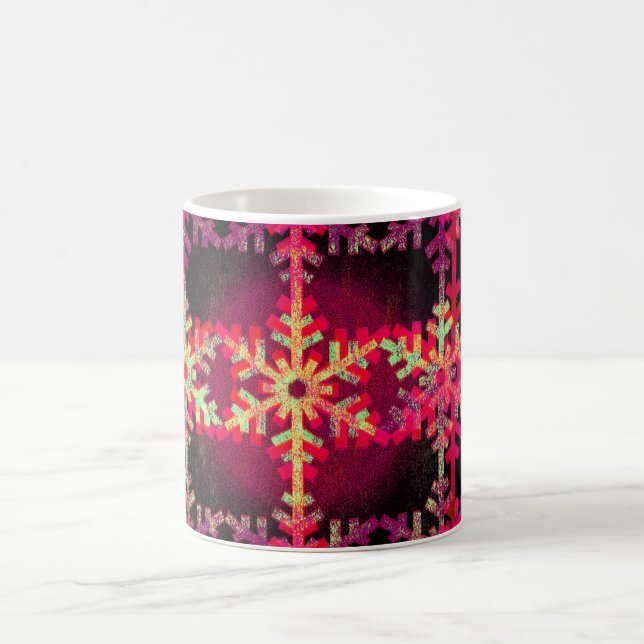 Rosa Weihnachtsschneeflocken Tasse (Mittel)