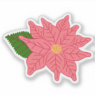 Rosa Weihnachtsstern Aufkleber