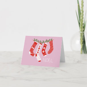 Rosa Weihnachtsstrümpfe Noel-Gruß Karte