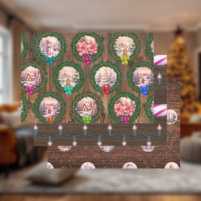 Rosa Weihnachtsszenen Geschenkpapier Set (Von Creator hochgeladen)