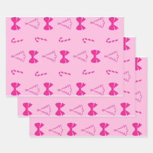 Rosa Weihnachtswrapper Geschenkpapier Set