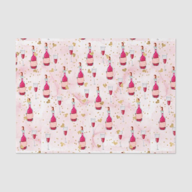 Rosa Wein und Herz (Design 12 Pink Serie) Seidenpapier (Vorderseite)
