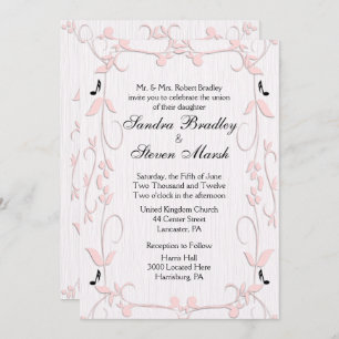 Rosa Weine und Musiknoten Hochzeitsfeiern Einladung