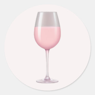 Rosa Weinglas Emoji Art Runder Aufkleber