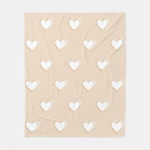 Rosa Weiß Beige Süß Einfaches Herz Muster Fleecedecke