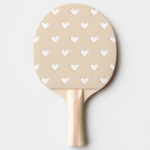 Rosa Weiß Beige Süßes Einfaches Herz Muster Tischtennis Schläger