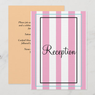 Rosa Weiß Blau Beige Monogramm Streifen Empfang Einladung