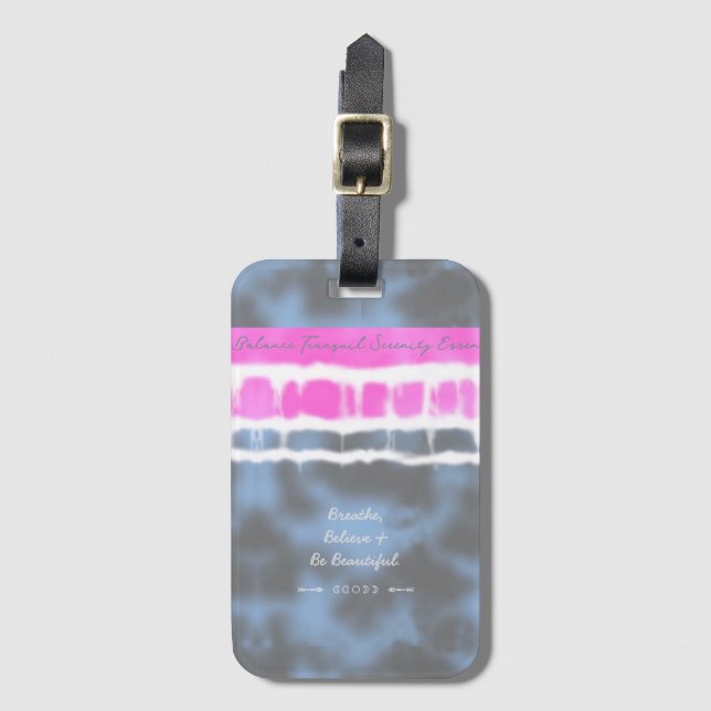 Rosa Weiß & Blau Gefärbte Krawatte Drehung Sway in Gepäckanhänger (Vorderseite Vertikal)