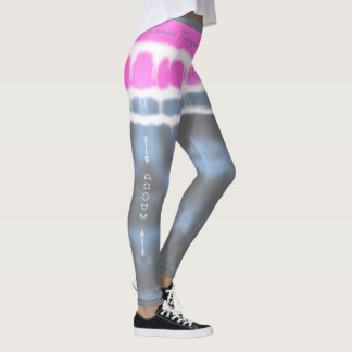 Rosa Weiß & Blau Gefärbte Krawatte Drehung Sway in Leggings