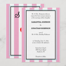 Rosa Weiß Blaue Streifen Hochzeitsmonogramm