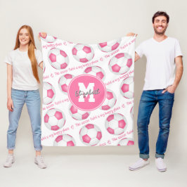 Rosa Weiß Das Fußballfeld ist mein glücklicher Ort Fleecedecke