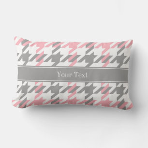 Rosa Weiß Dunkelgrau Houndstooth Namensmonogramm Lendenkissen