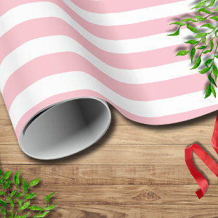 Rosa Weiß, einfach, horizontal gestreift Geschenkpapier