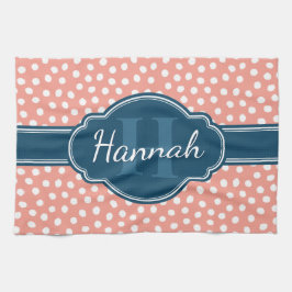 Rosa, weiß gepunktetes Muster, Monografie Geschirrtuch