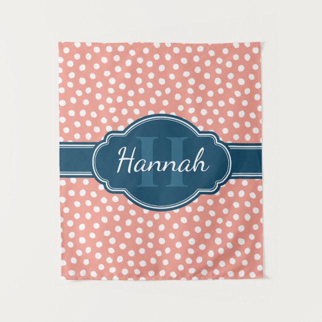 Rosa, weiß gepunktetes Muster, Monografie Wandteppich (Vorderseite)