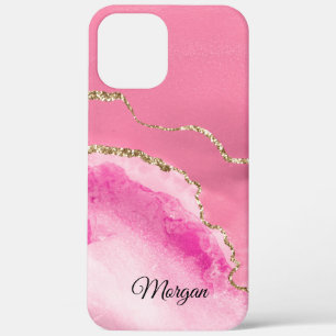 Rosa, Weiß & Gold Achat, DIY-Skriptname Schwarz Case-Mate iPhone Hülle