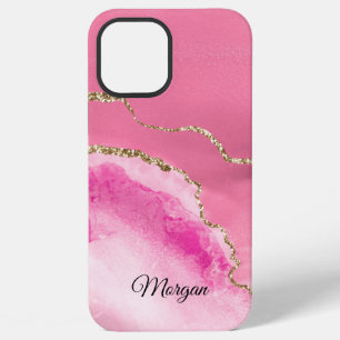 Rosa, Weiß & Gold Achat, DIY-Skriptname Schwarz iPhone 12 Pro Max Hülle