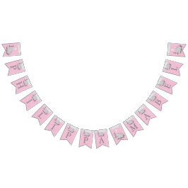 Rosa, Weiß Grau 🐘 Elephant Baby - Christening Wimpelkette