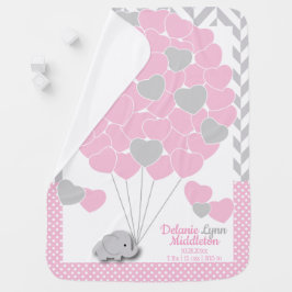 Rosa, Weiß Grau 🐘 Elephant Baby Girl Babydecke
