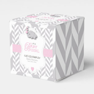 Rosa, Weiß Grauer Elefant Baby Shower Geschenkschachtel