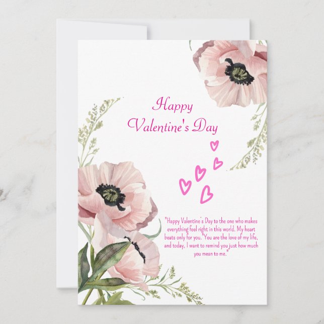 Rosa Weiß Grün Elegante Valentinerkarte Feiertagskarte (Vorderseite)