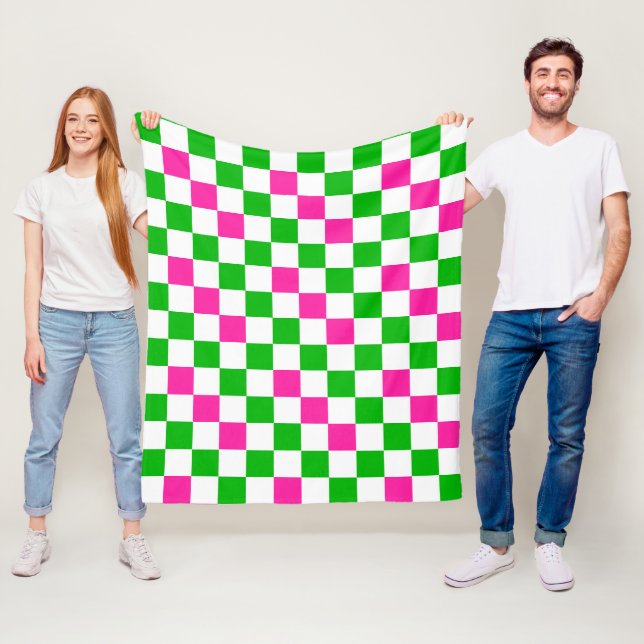 Rosa Weiß Grün Kariertes Design  Fleecedecke (Beispiel)