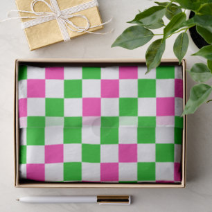 Rosa Weiß Grün Kariertes Design Seidenpapier