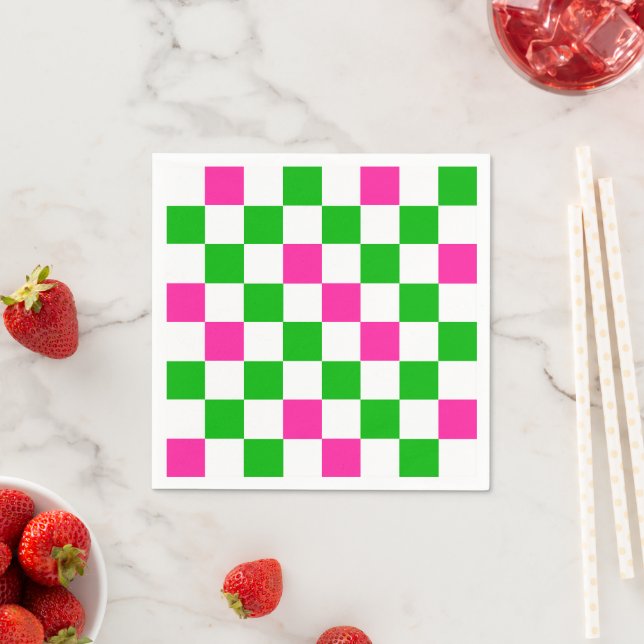 Rosa Weiß Grün Kariertes Design  Serviette (Beispiel)