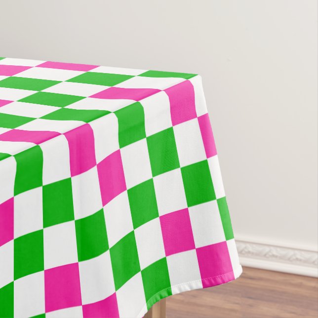 Rosa Weiß Grün Kariertes Design  Tischdecke (Beispiel)