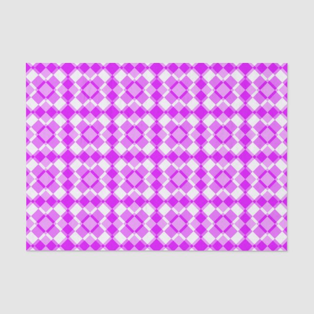 Rosa Weiß kariert Argyle-Muster Seidenpapier (Vorderseite)