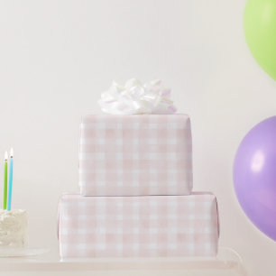 Rosa Weiß Kariert Gestreift Geburtstag Geschenkpapier