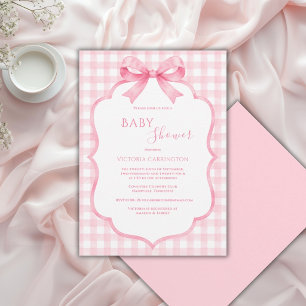 Rosa weiß kariert whimsical Babyparty Einladung