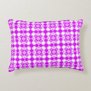 Rosa weiß kariertes Argyle-Muster Dekokissen