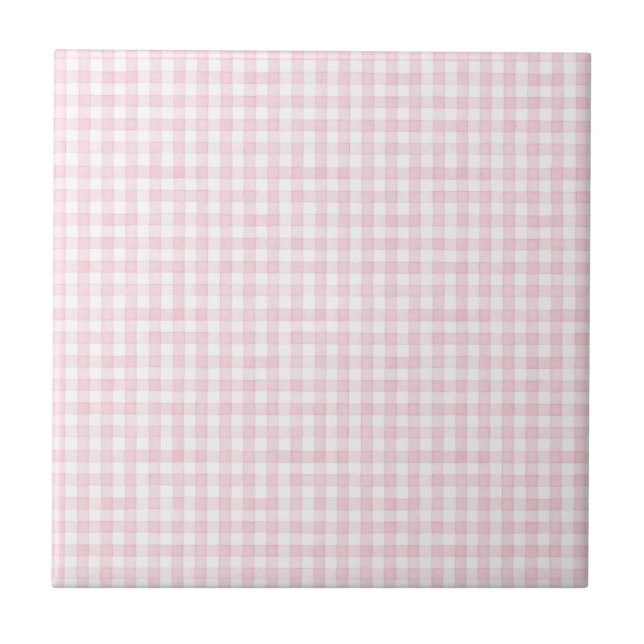 Rosa-weiß kariertes Vintage-Design Fliese (Vorderseite)