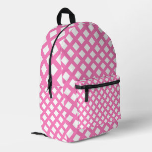 Rosa Weiß Karo Diamant Muster Bedruckter Rucksack