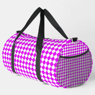 Rosa Weiß Karo Diamant Muster Groß Duffle Bag