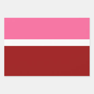 Rosa Weiß Marone Rot Farbbblock Geschenkpapier Set