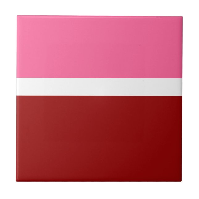 Rosa Weiß Marun Rot Farbbblock  Fliese (Vorderseite)