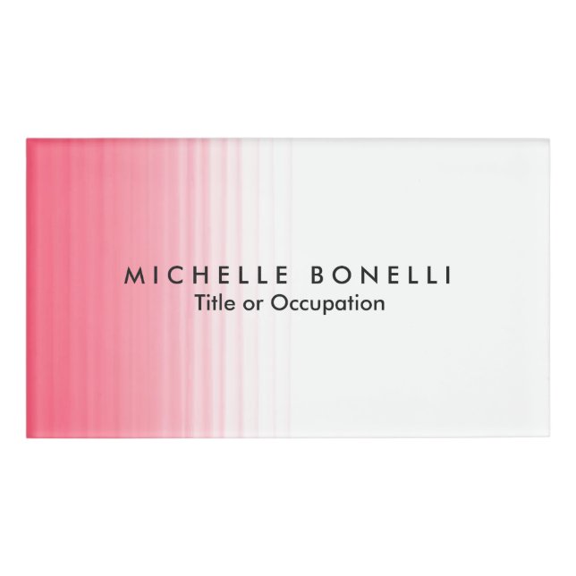 Rosa Weiß Minimalistisch Weibliche Schlicht Modern Namenschild (Vorderseite)